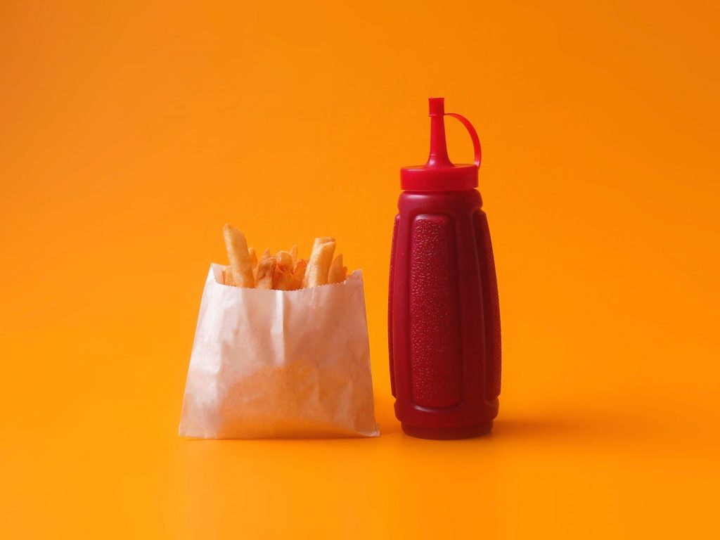 Fries with ketchup